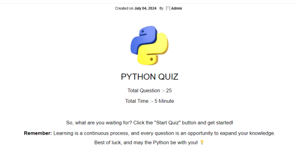 Python MCQ Quiz (Free Online Python Test) 